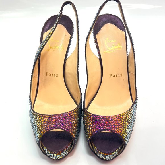 Christian Louboutin No Prive So Private Swarovski Volcano Strass Heels Euro 37.5